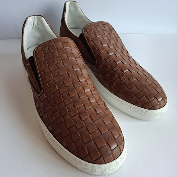 NEW Bacco Bucci Woven Brown Leather Slip-on Shoes Size 11 main image 14